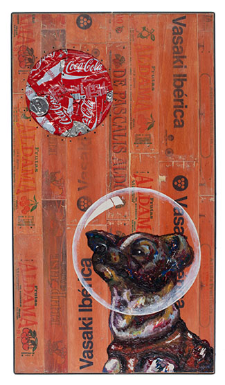 Georg Barinov: Laika, 100x56cm, 2015, Acryl and Varnish on Wood