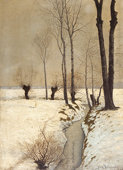 Jean Hendrichs, Verschneite Landschaft am Niederrhein, ohne Jahr, Öl auf Leinwand, 70,5 x 50,5 cm © Dr. Axe-Stiftung, Bonn