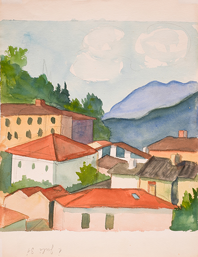 Hermann Hesse Aquarell zeigt Montagnola 1931 © Kunststiftung Sparkasse Pforzheim Calw
